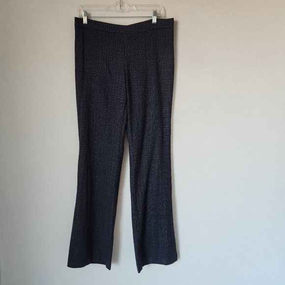 Hugo Boss 100% Wool Straight Wide Leg Dress Pants Zip Check Blue - Picture 2 of 12